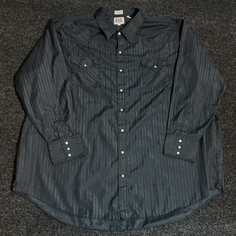 Ely Cattleman Shirt Mens 3X Gray Stripe Long Sleeve Western Snap Pockets Casual